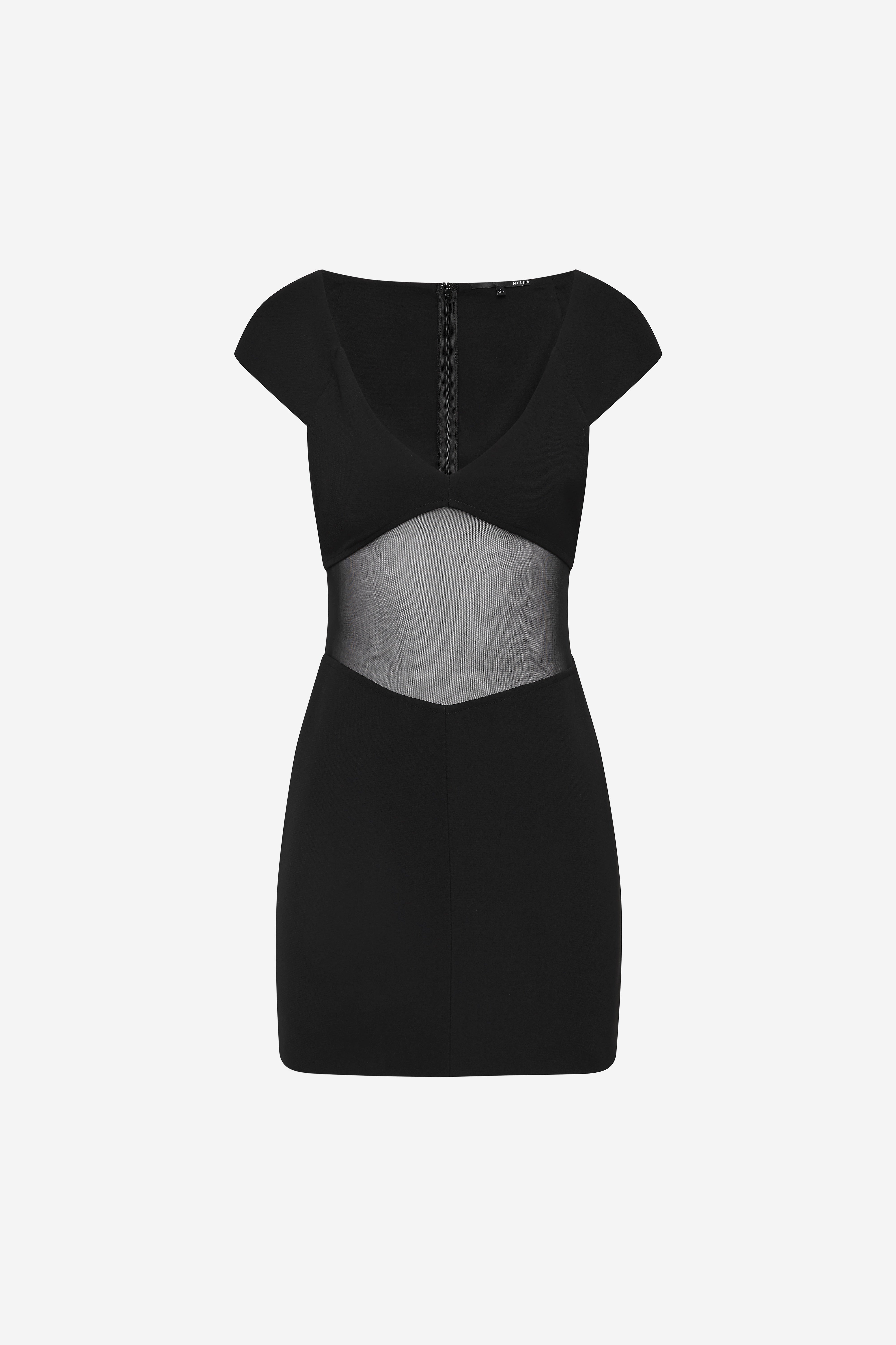 MISHA The Salvador Bonded Crepe Mini Dress in Black
