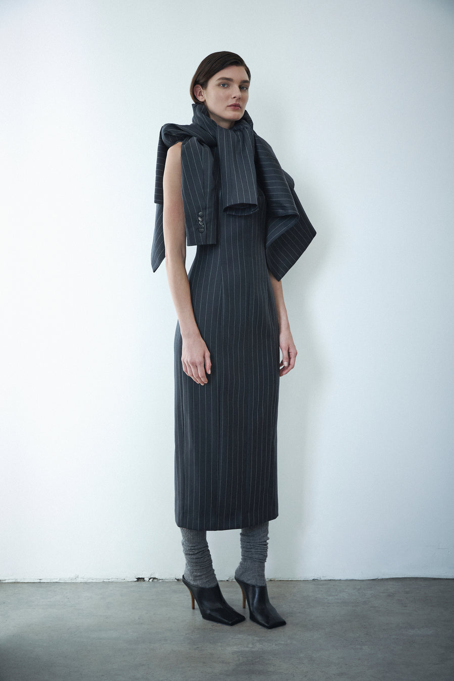 PINSTRIPE WOOL DRESS