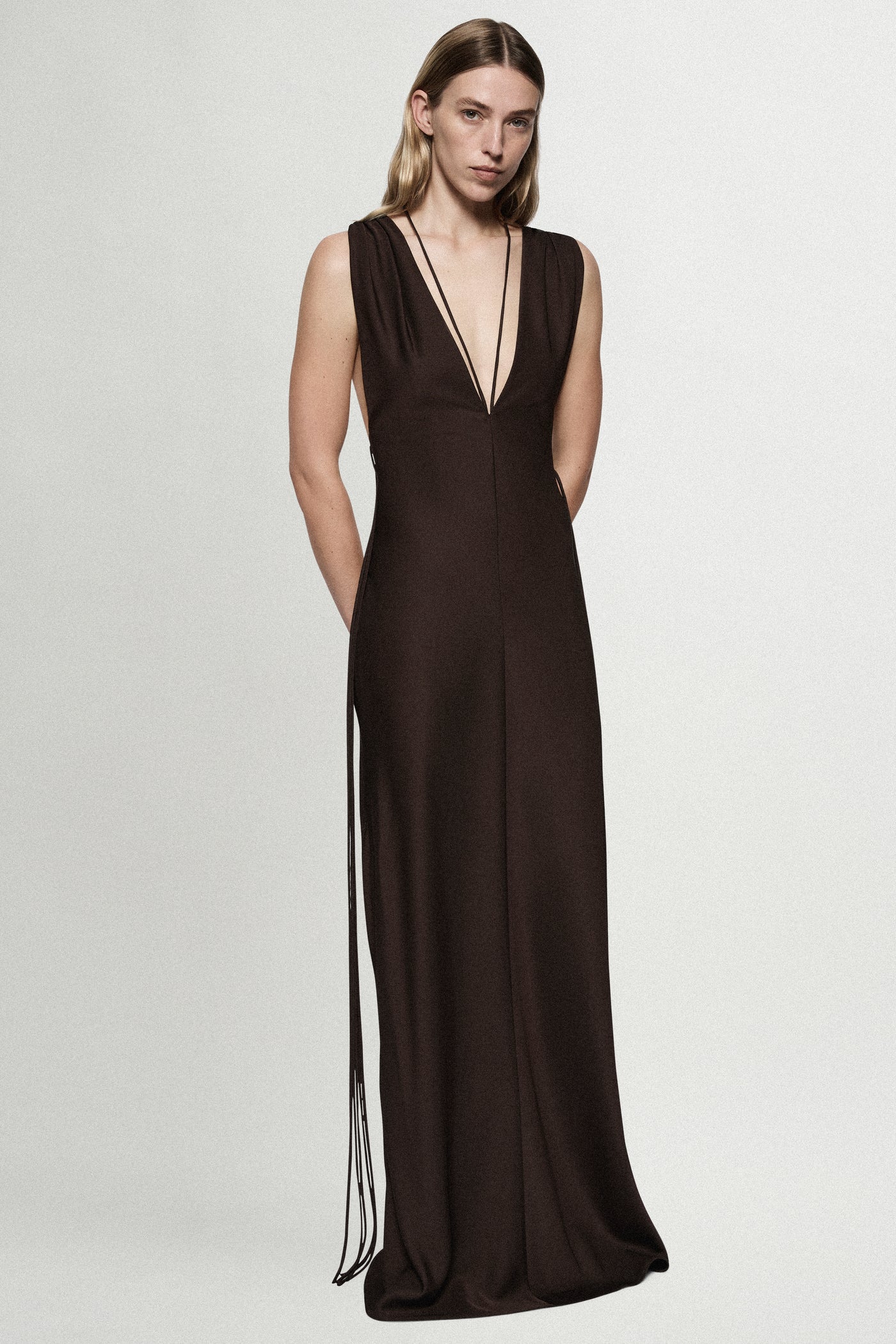 SATIN PLUNGE GOWN