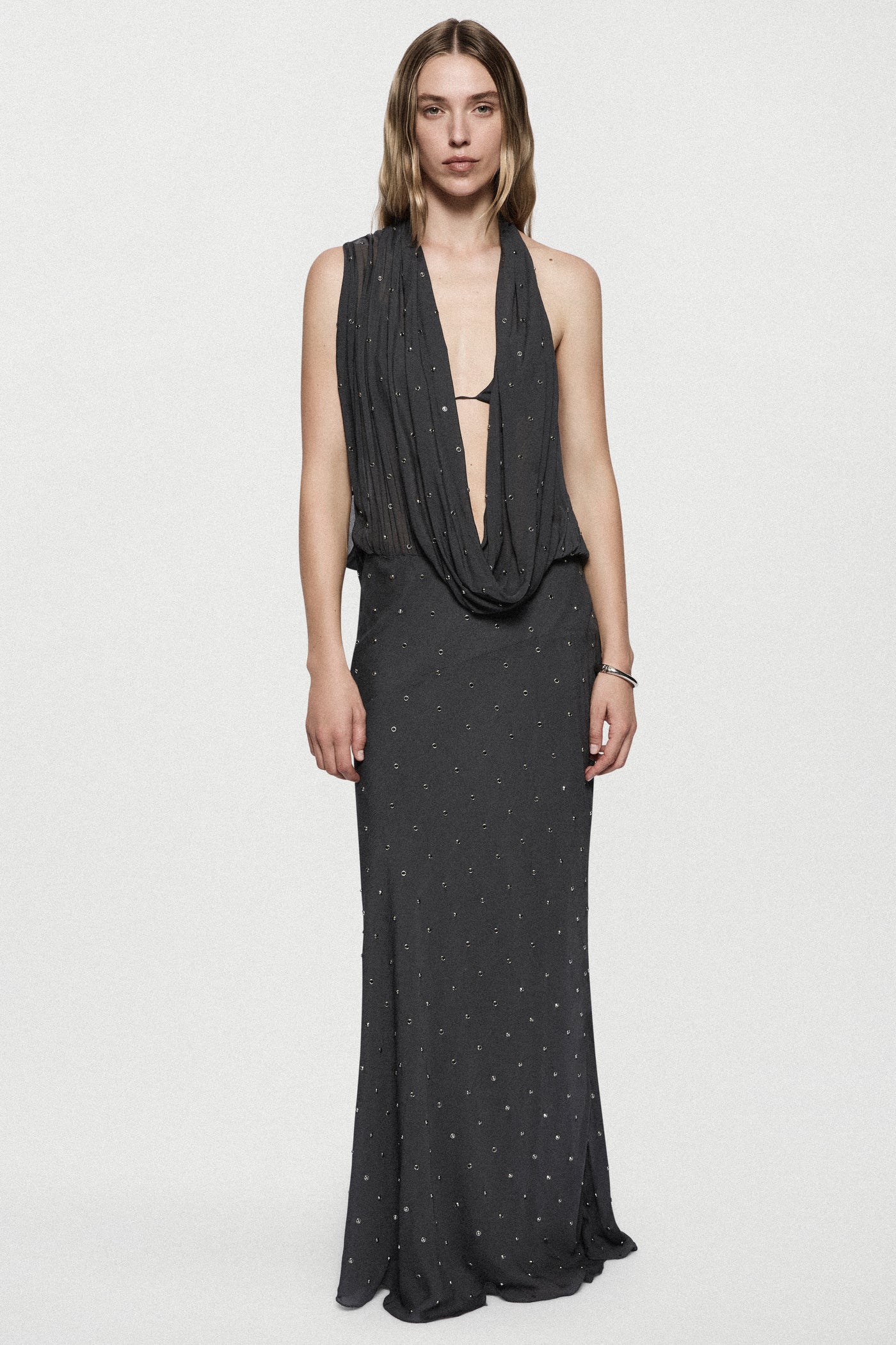 RHINESTONE COWL GOWN