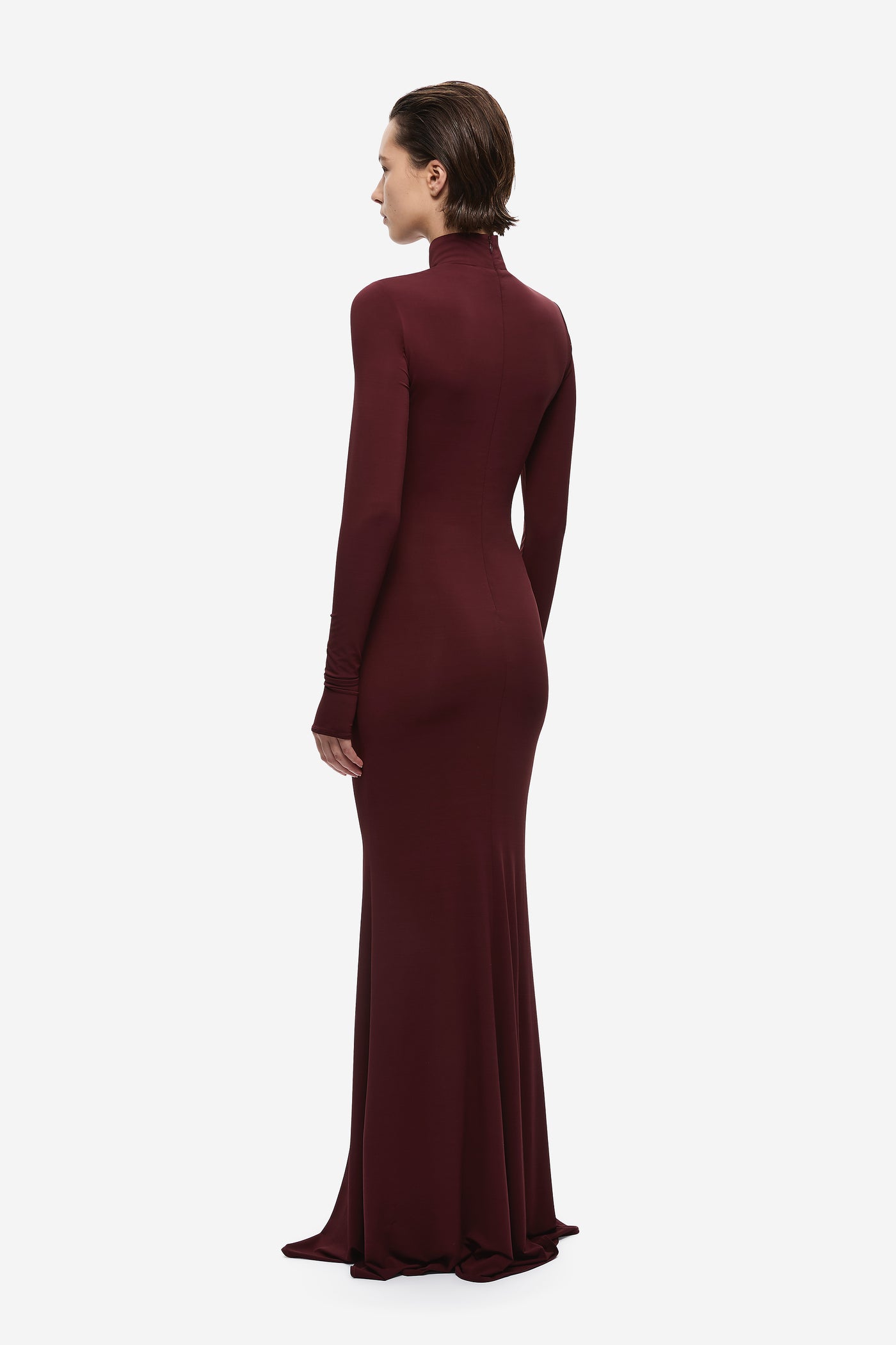 THE GATHERED LONG SLEEVE MAXI DRESS