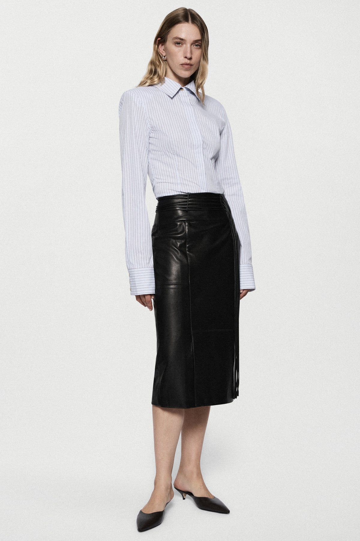 LEATHER MIDI SKIRT