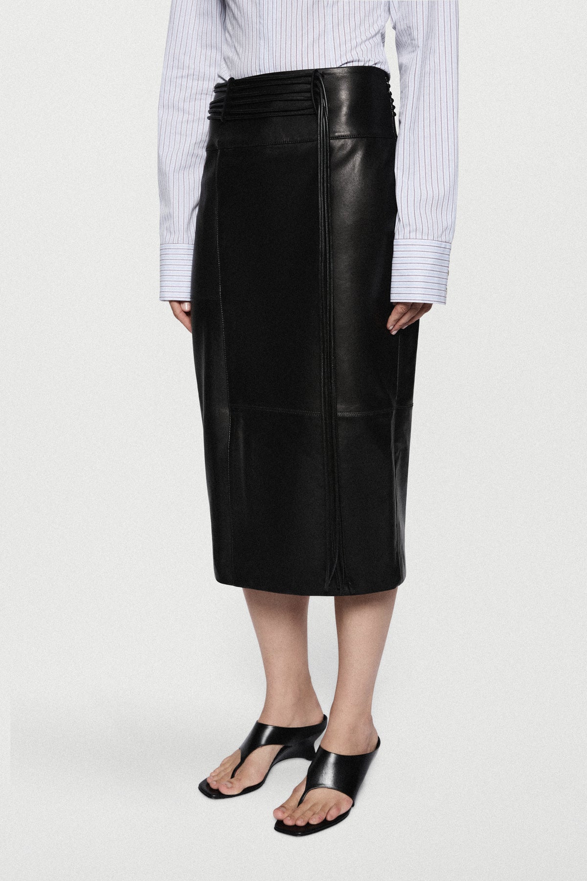 LEATHER MIDI SKIRT
