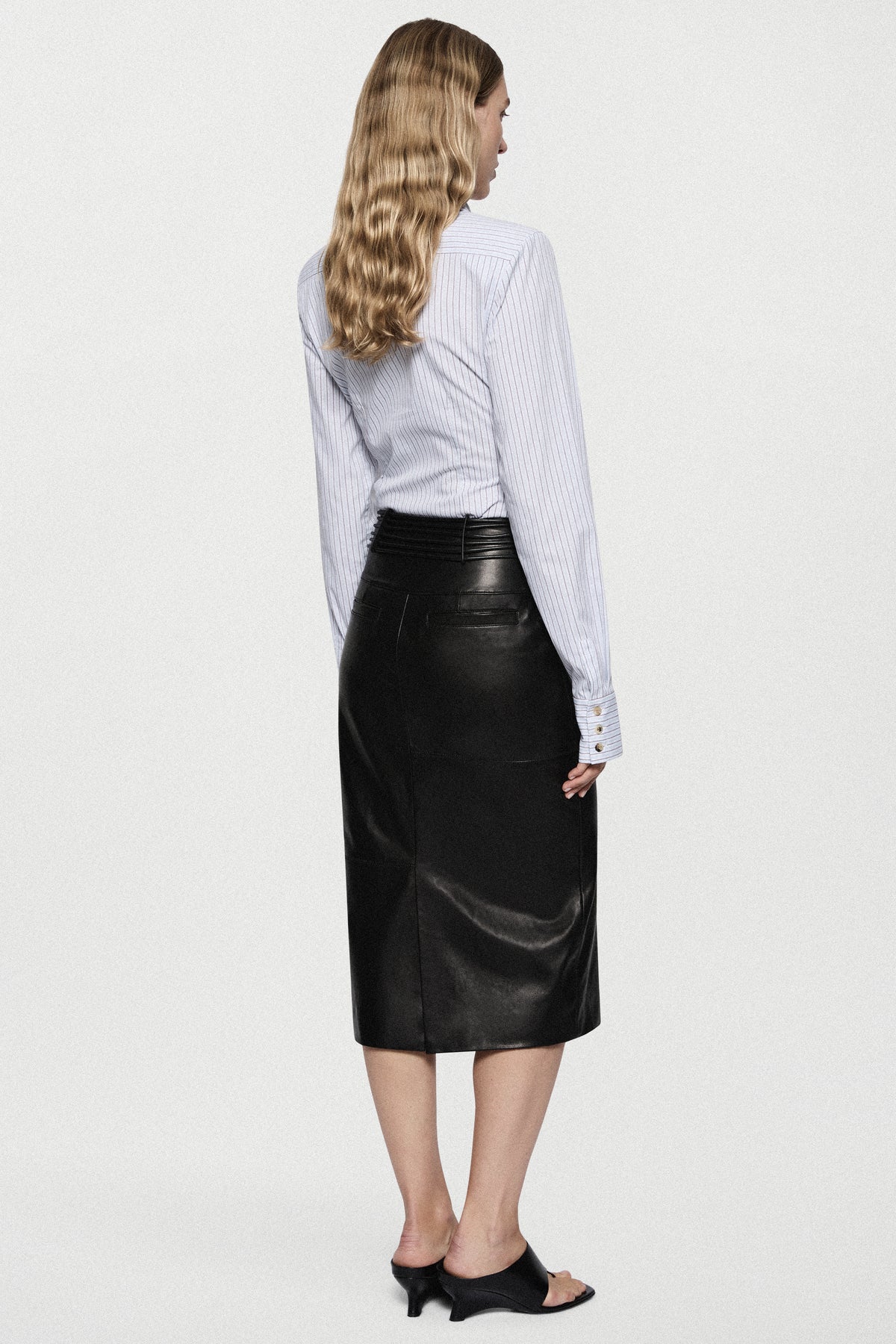 LEATHER MIDI SKIRT