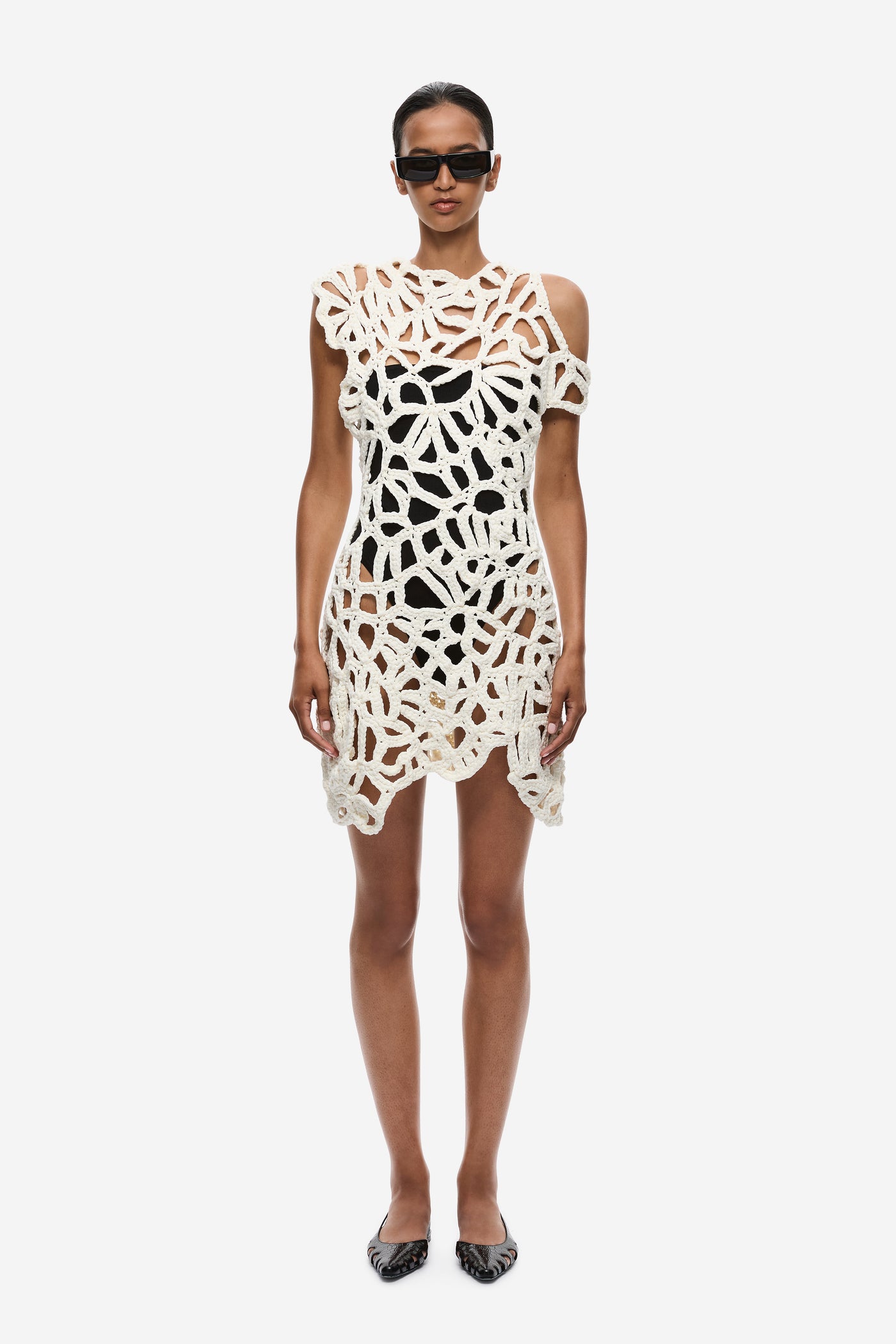 THE HAND WOVEN CROCHET MINI DRESS