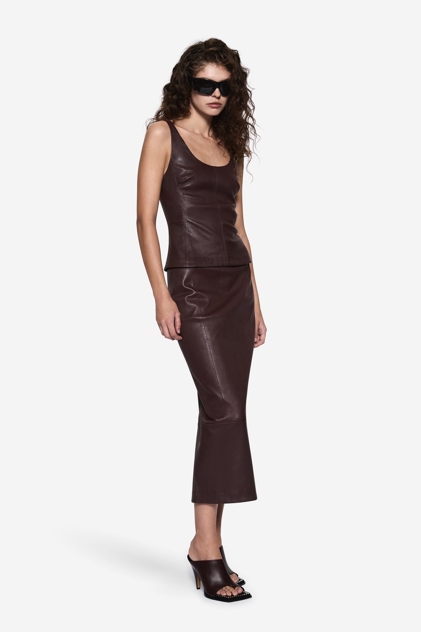 STRETCH LEATHER TOP