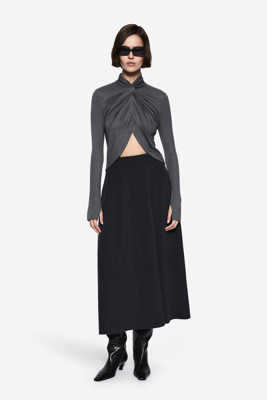 TENCIL LONG SLEEVE TWIST TOP