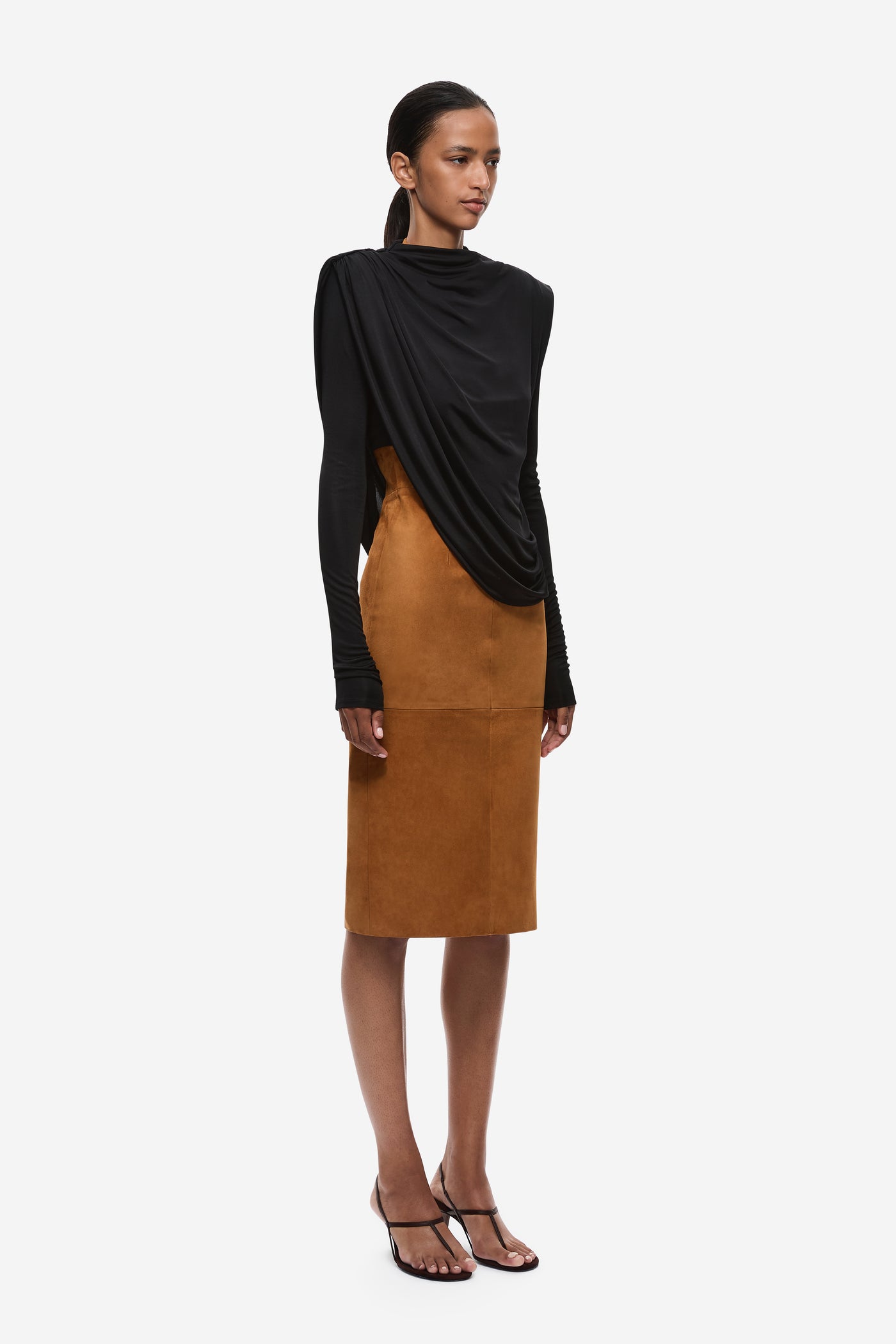 THE DRAPED SHEEN JERSEY TOP