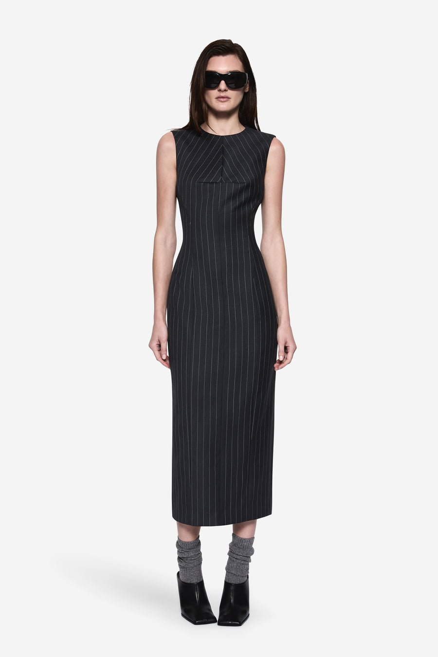 PINSTRIPE WOOL DRESS
