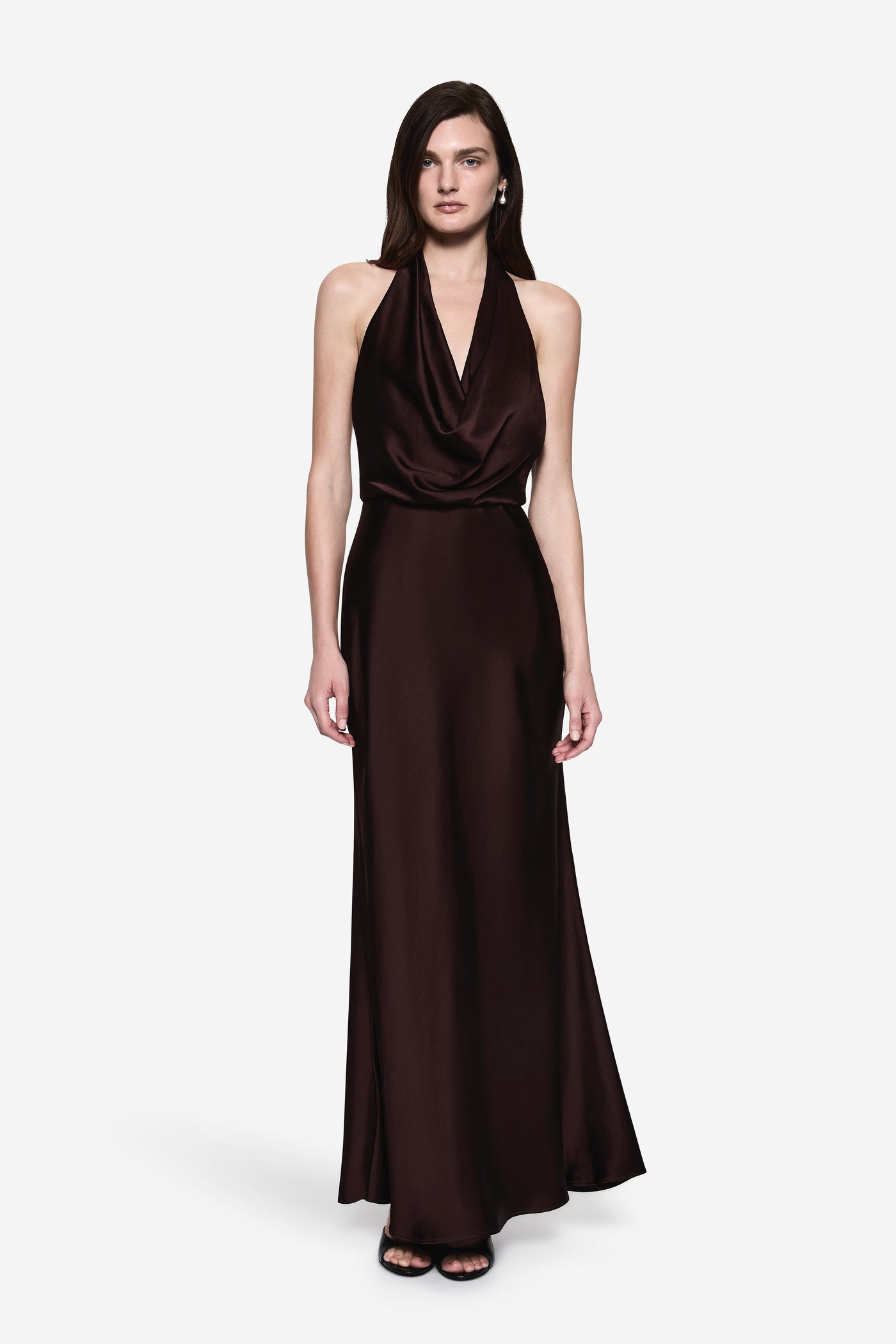 ACETATE COWL NECK DRESS