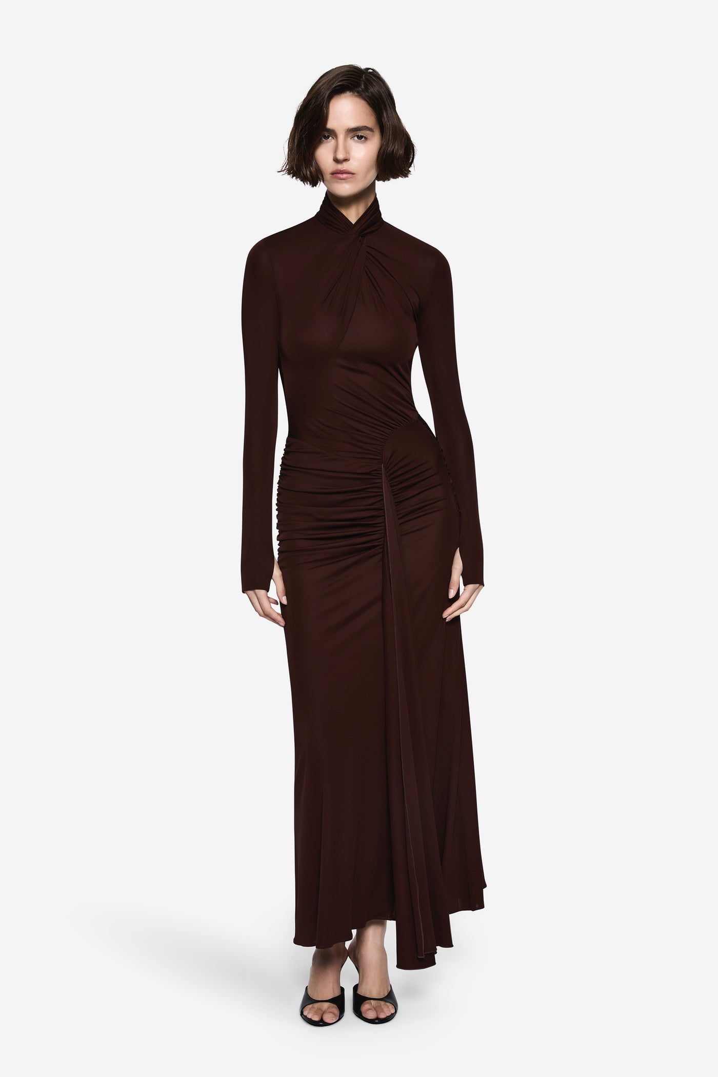 TWIST JERSEY LONG SLEEVE DRESS