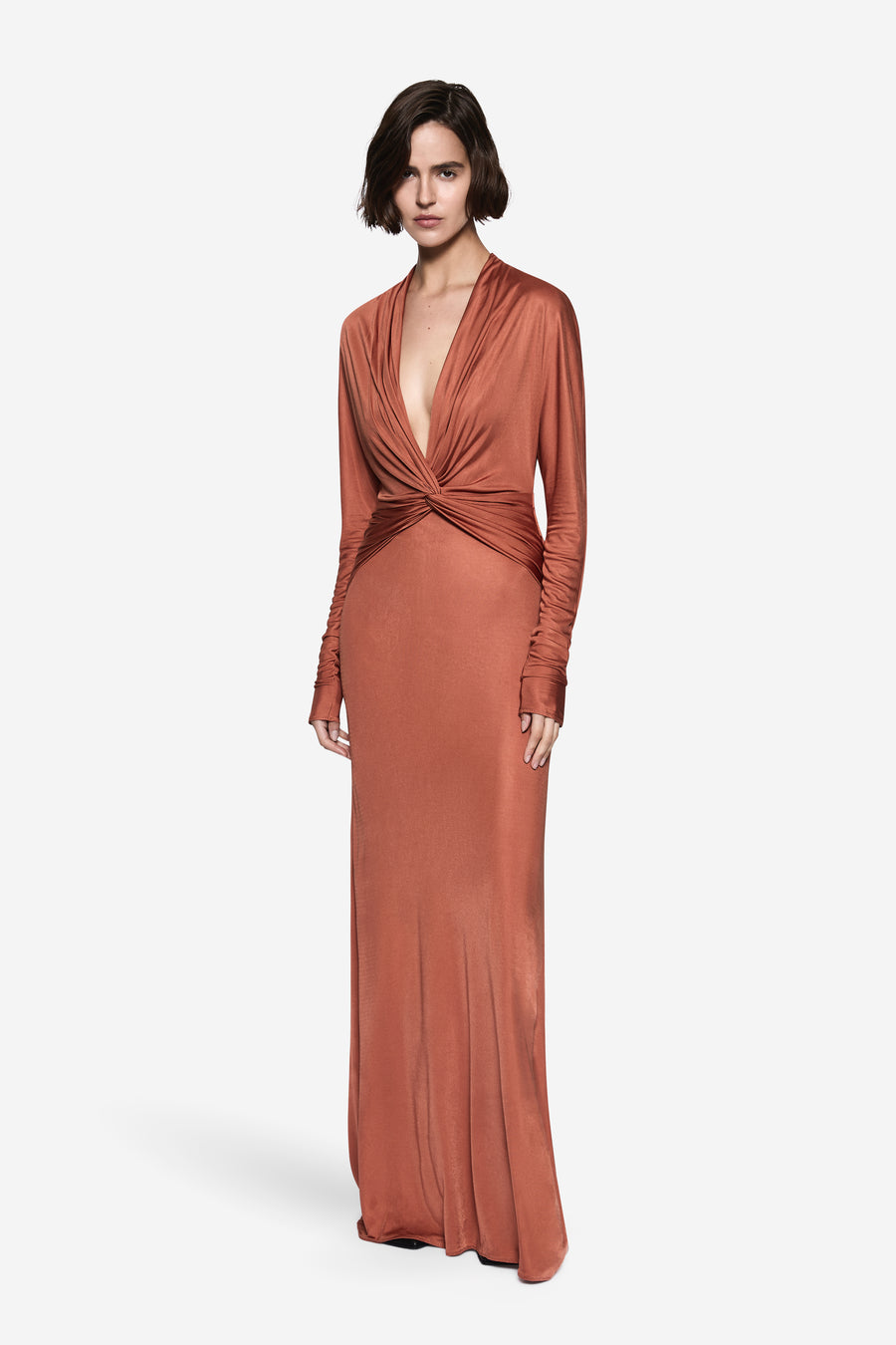 TWIST JERSEY LONG SLEEVE DRESS