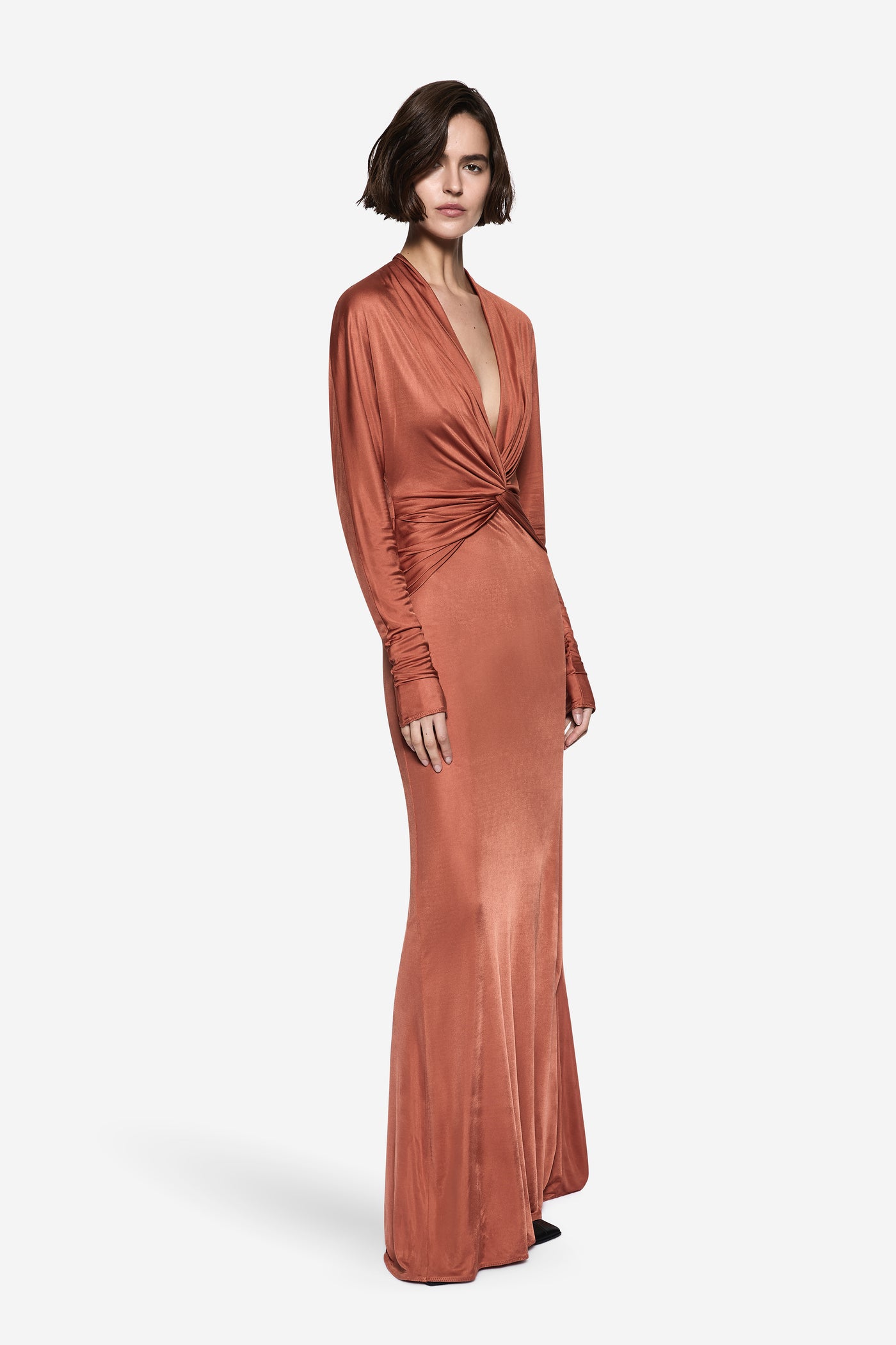 TWIST JERSEY LONG SLEEVE DRESS