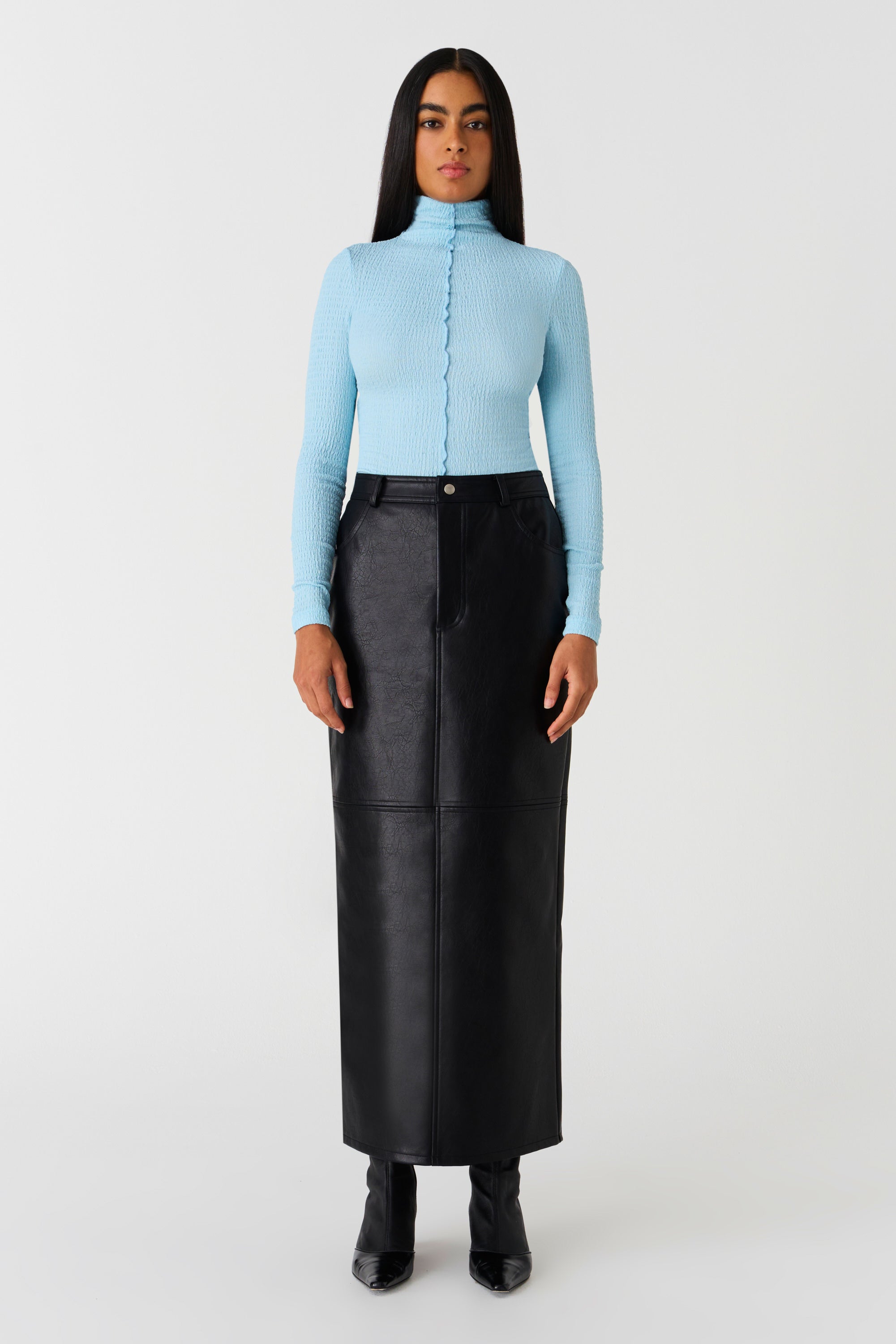 GINO FAUX LEATHER SKIRT BLACK XXS