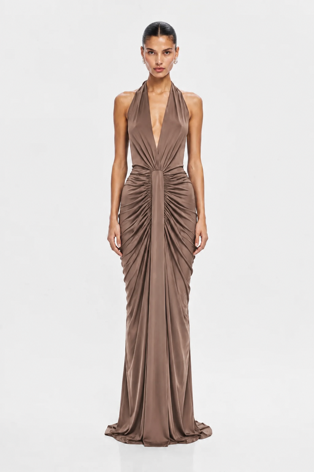 THE VENUS GATHERED CUPRO DRESS