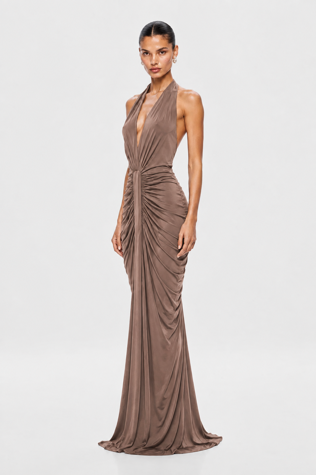 THE VENUS GATHERED CUPRO DRESS