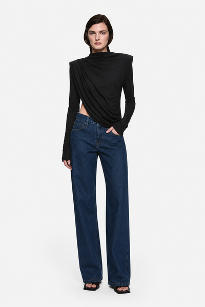 THE DRAPED SHEEN JERSEY TOP – MISHA