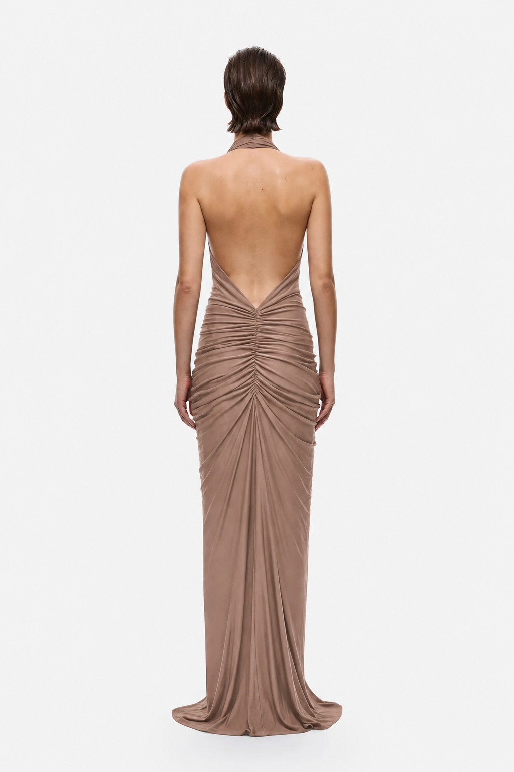 THE VENUS GATHERED CUPRO DRESS